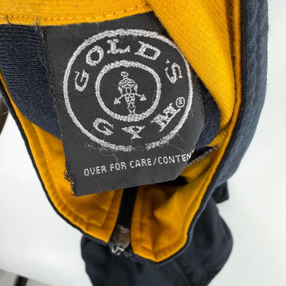 Golds Gym Mens Track Jacket Black Yellow Full Zip Athletic Warm Up Large